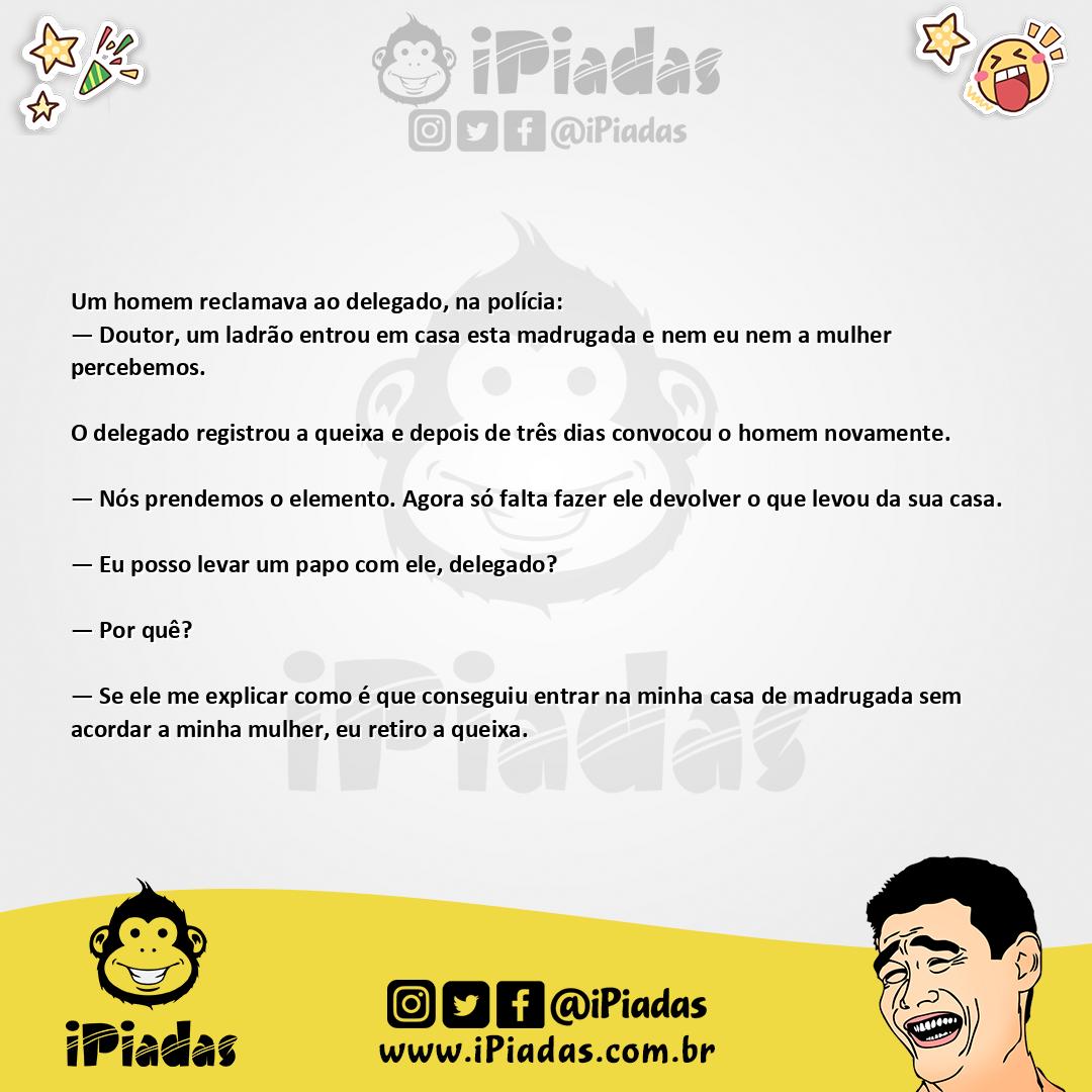 Ilustração da piada Queixa na delegacia no iPiadas