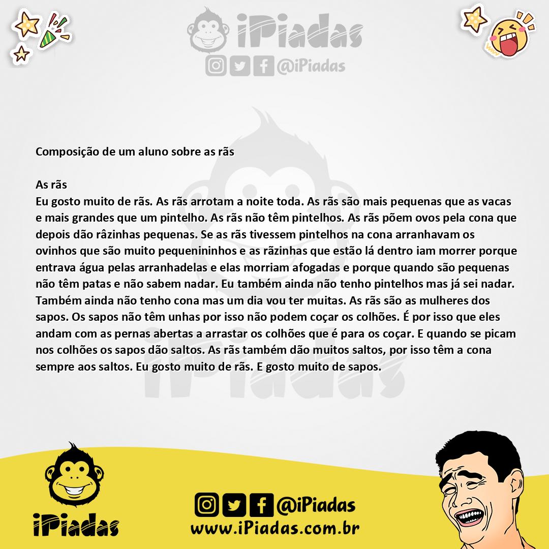 Ilustração da piada Redação sobre rãs no iPiadas