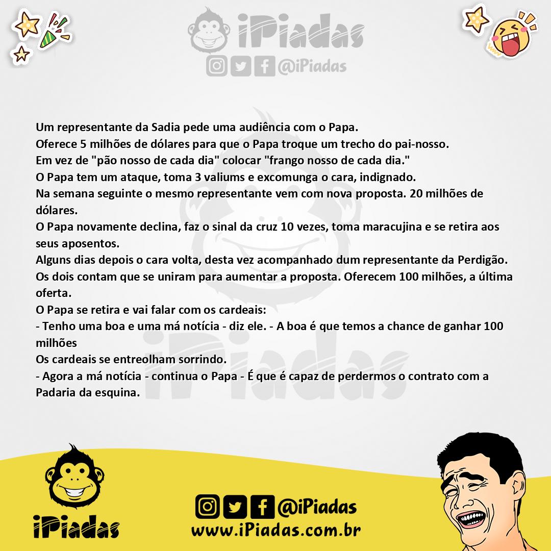 Ilustração da piada Representante da Sadia no iPiadas