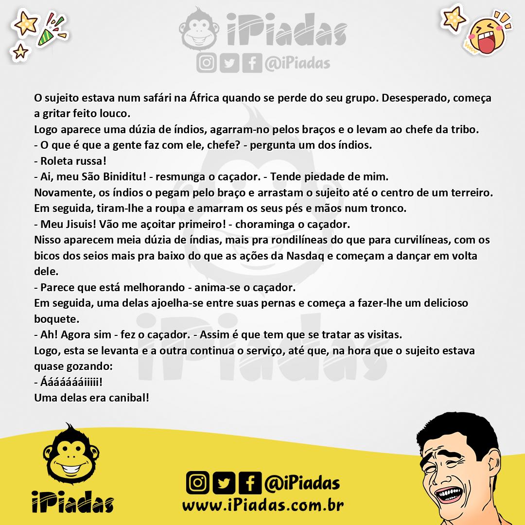 Ilustração da piada Roleta Russa Africana no iPiadas