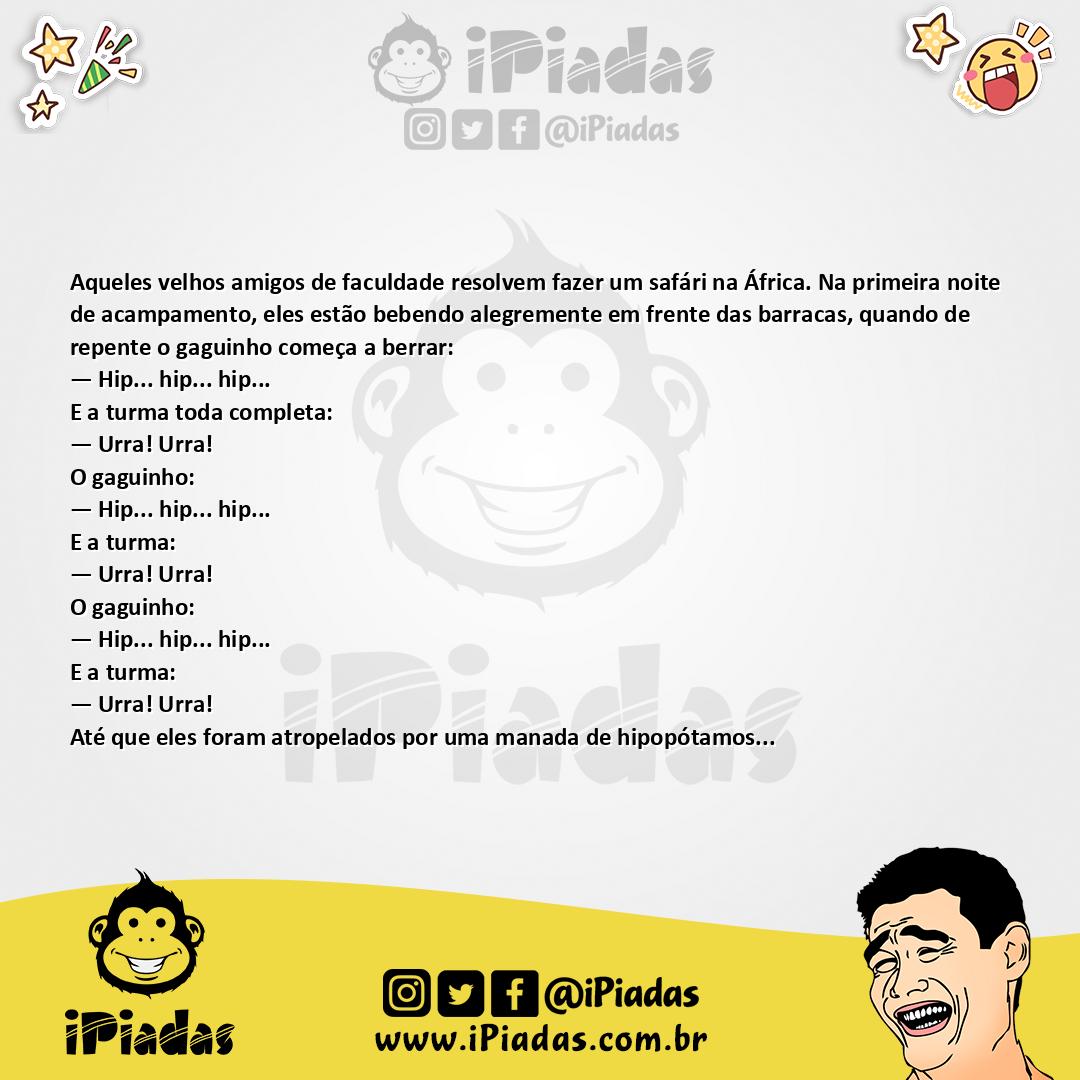 Ilustração da piada Safári na África no iPiadas