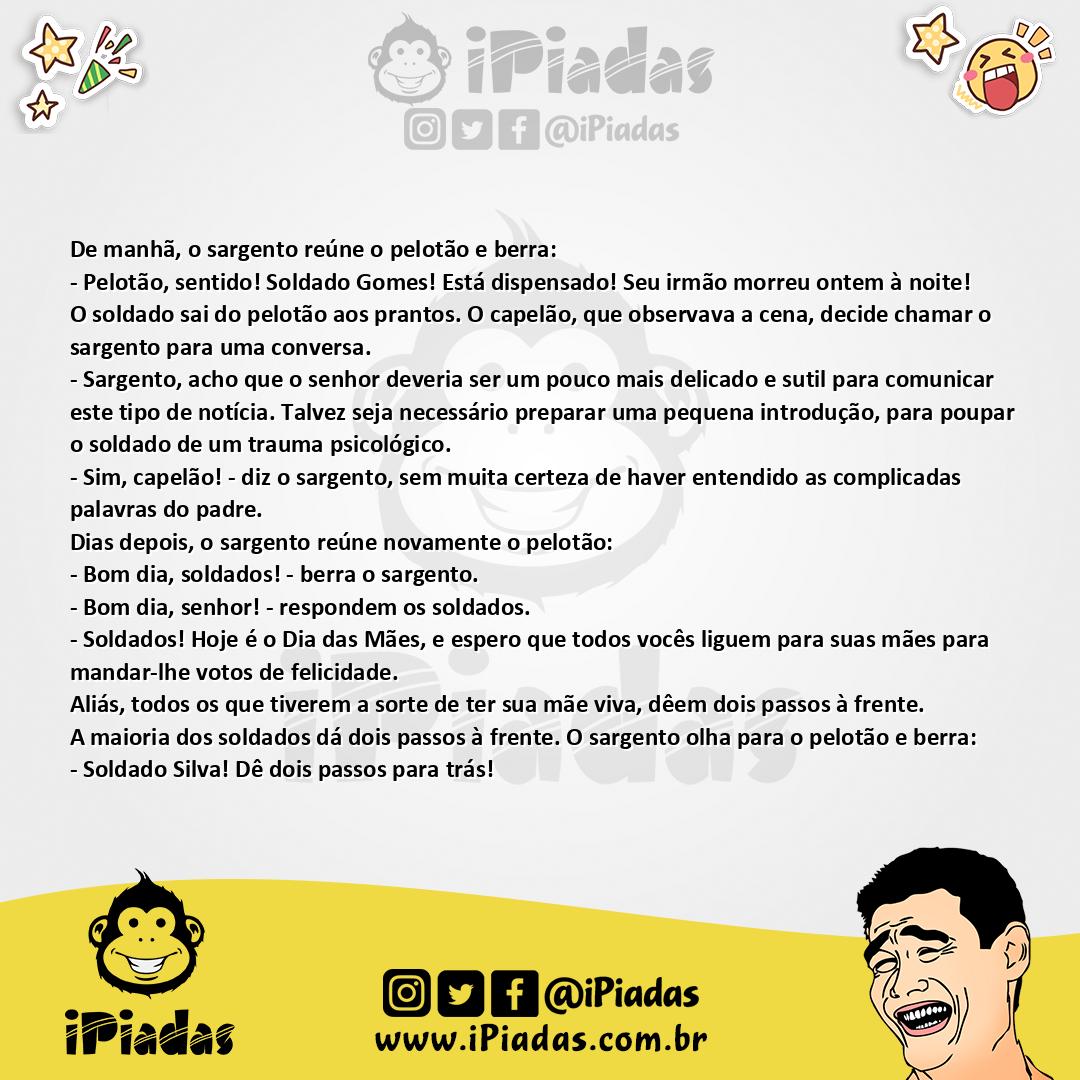 Ilustração da piada Sargento atrapalhado no iPiadas