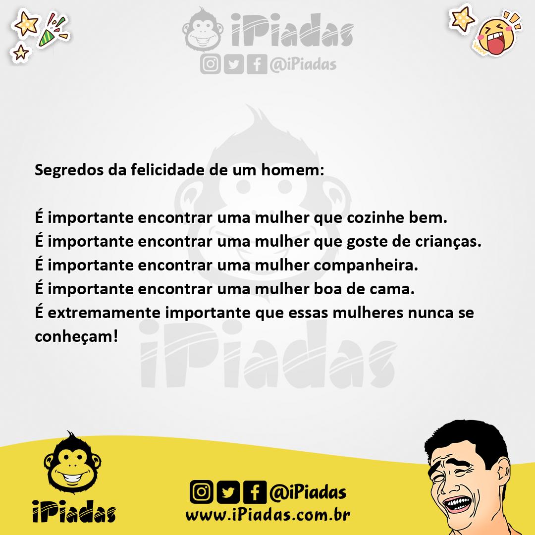 Ilustração da piada Segredo da felicidade no iPiadas
