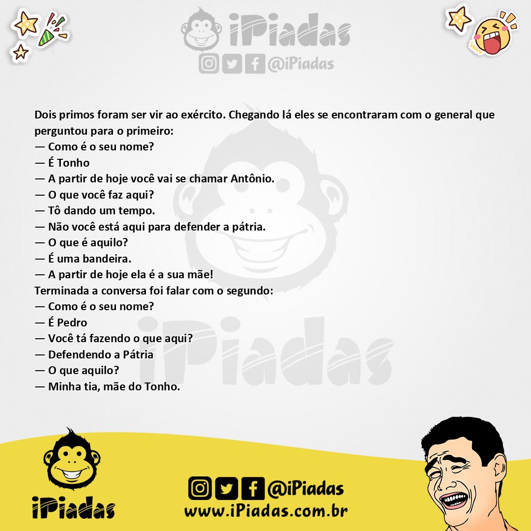 Ilustração da piada Servindo ao Exército no iPiadas