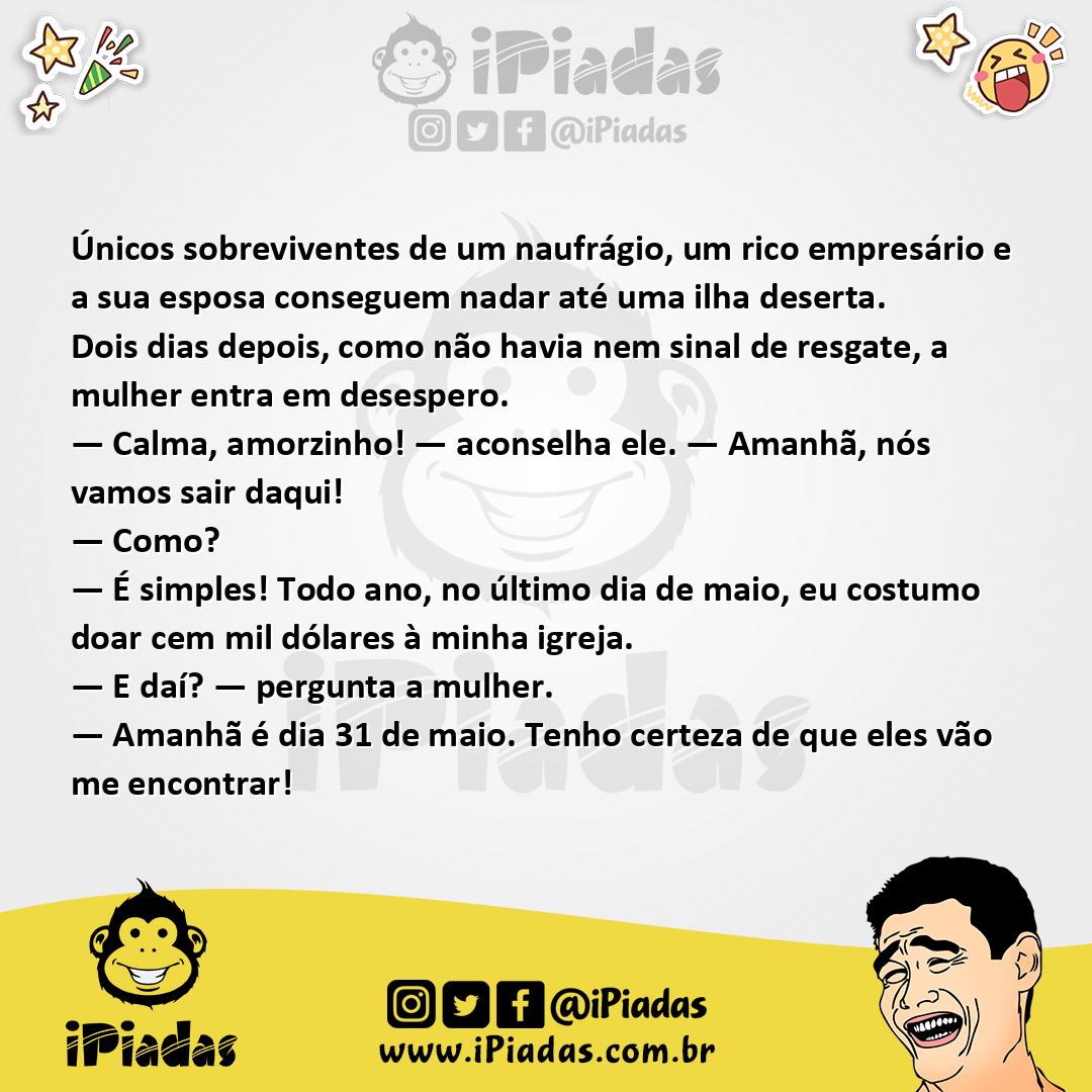 Ilustração da piada Sobreviventes do Naufrágio no iPiadas