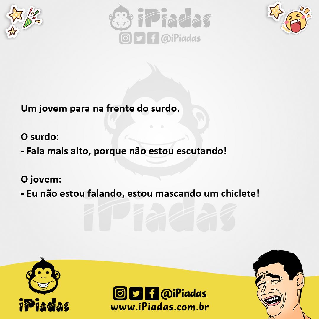 Ilustração da piada Surdo E O Chiclete no iPiadas