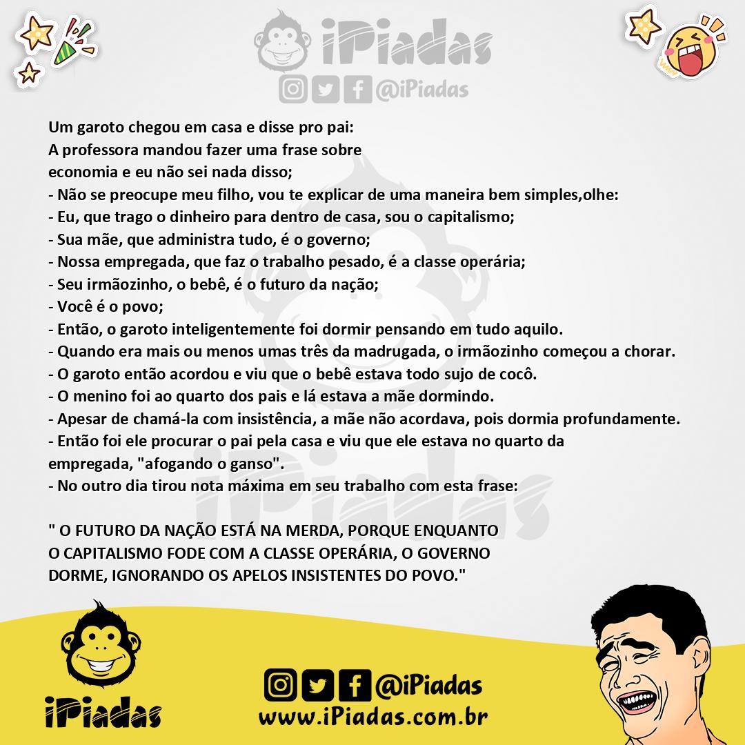 Ilustração da piada Trabalho Escolar - Economia no iPiadas