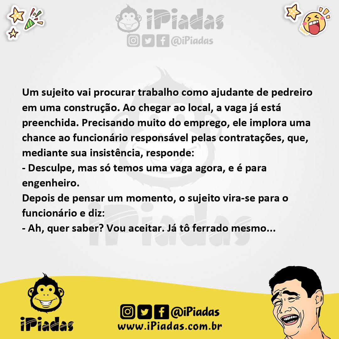Ilustração da piada Vaga única no iPiadas