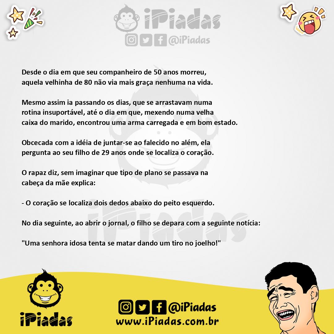 Ilustração da piada Velhinha suícida no iPiadas
