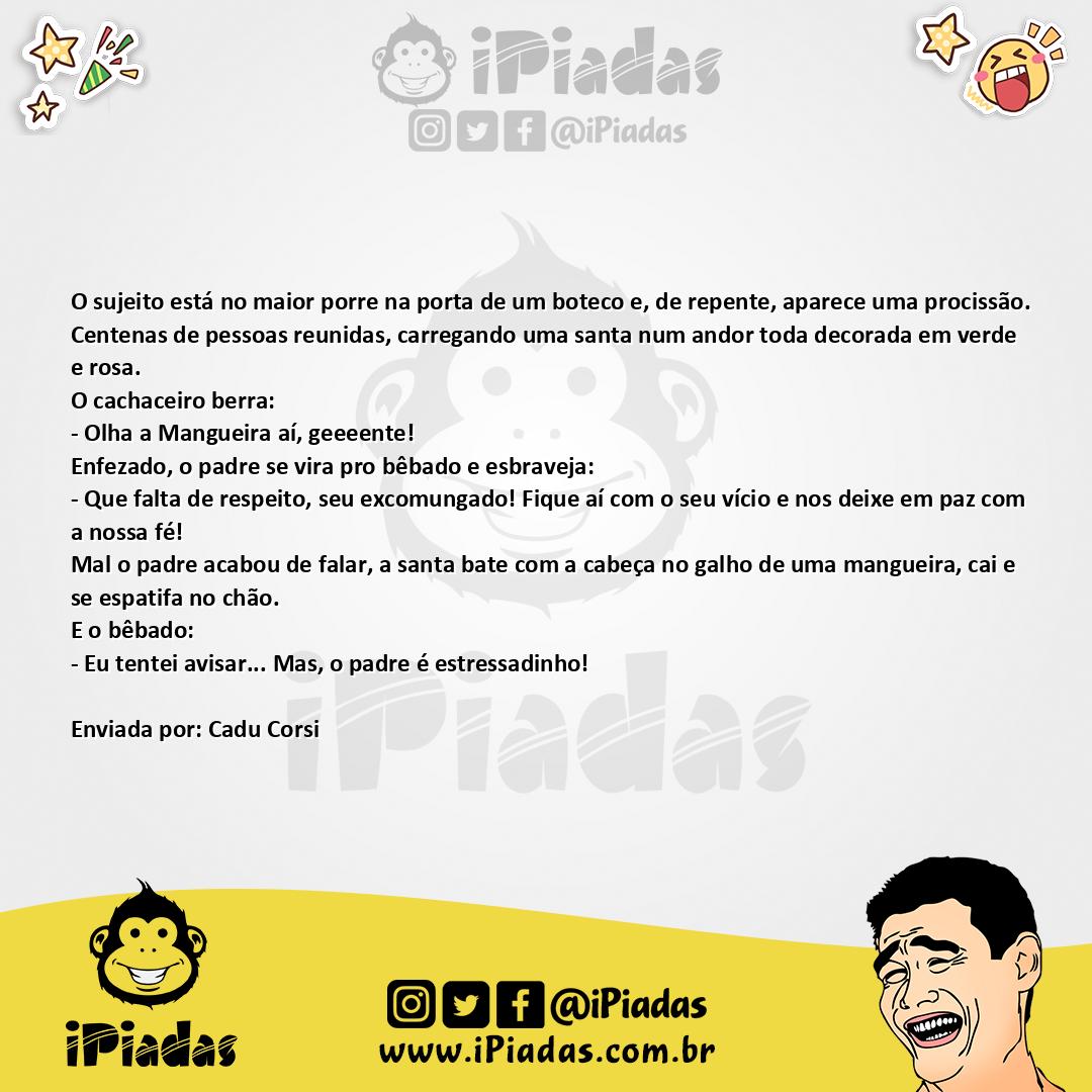 Ilustração da piada O Bebado e a Santa no iPiadas