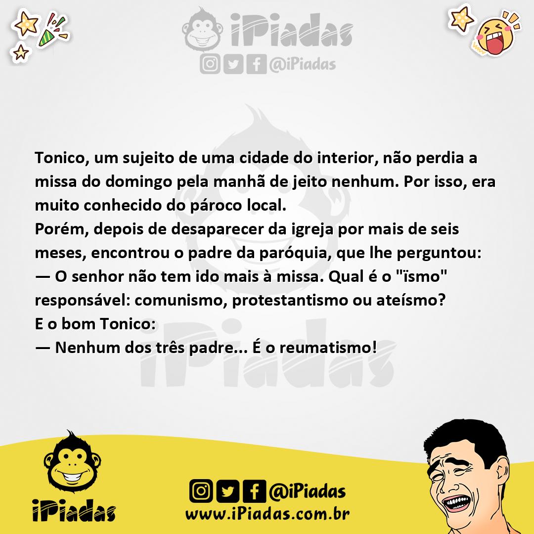 Ilustração da piada Sem Ir às Missas no iPiadas