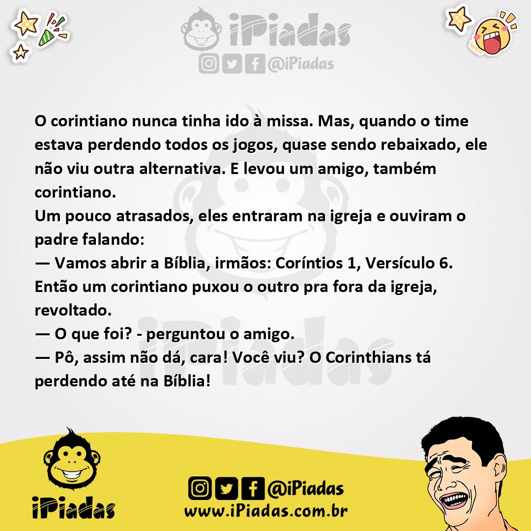 Ilustração da piada Um Corintiano na Missa no iPiadas