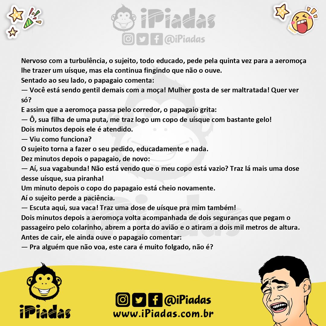 Ilustração da piada Papagaio no Avião no iPiadas