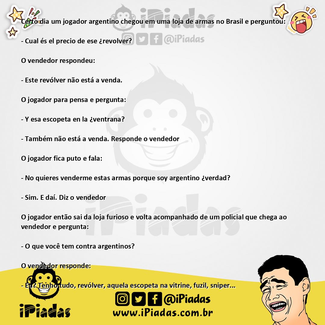Ilustração da piada Jogador argentino no Brasil no iPiadas