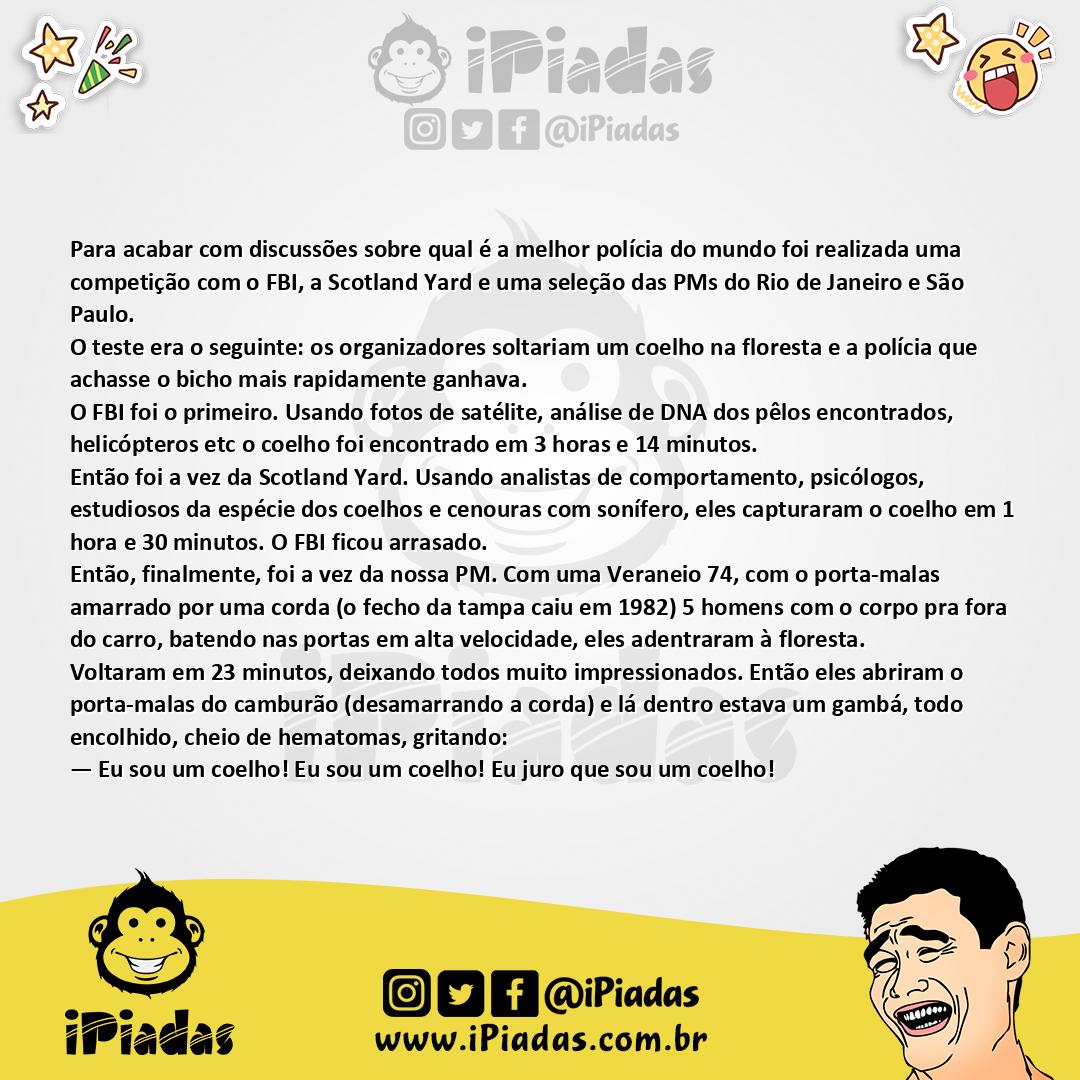 Ilustração da piada Melhor Polícia do Mundo no iPiadas