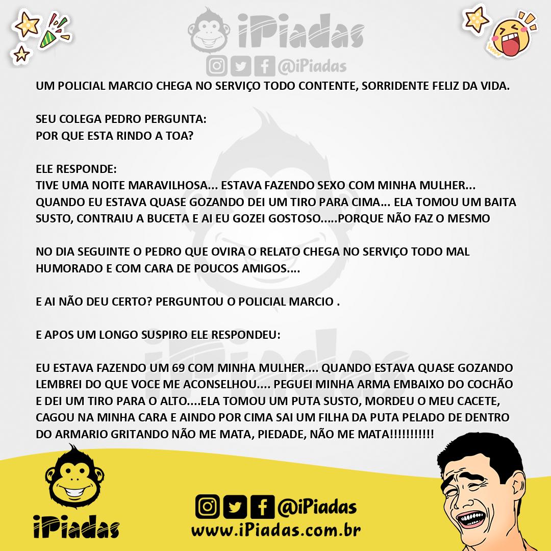 Ilustração da piada POLICIAL CORNO no iPiadas