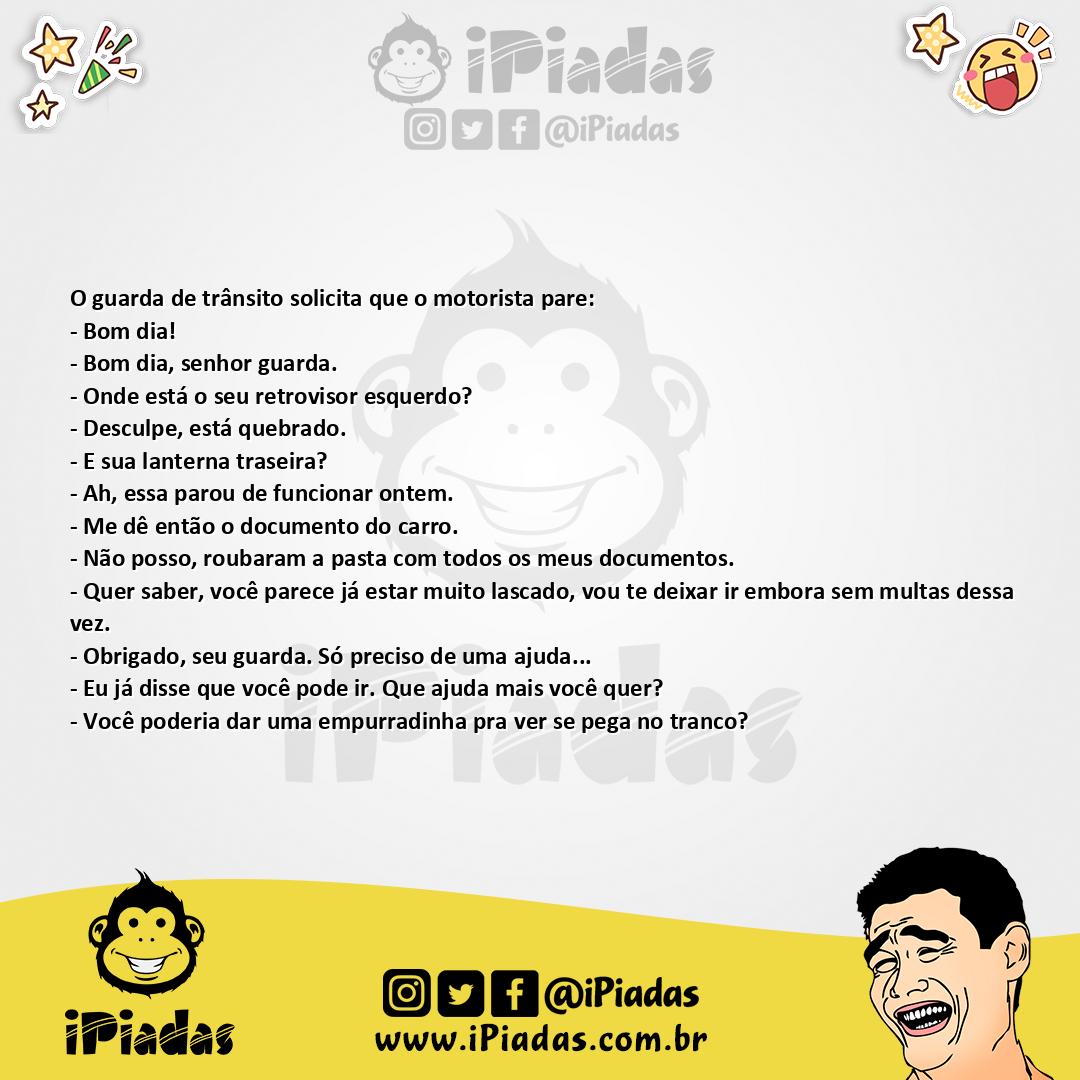 Ilustração da piada Vistoria no Carro no iPiadas