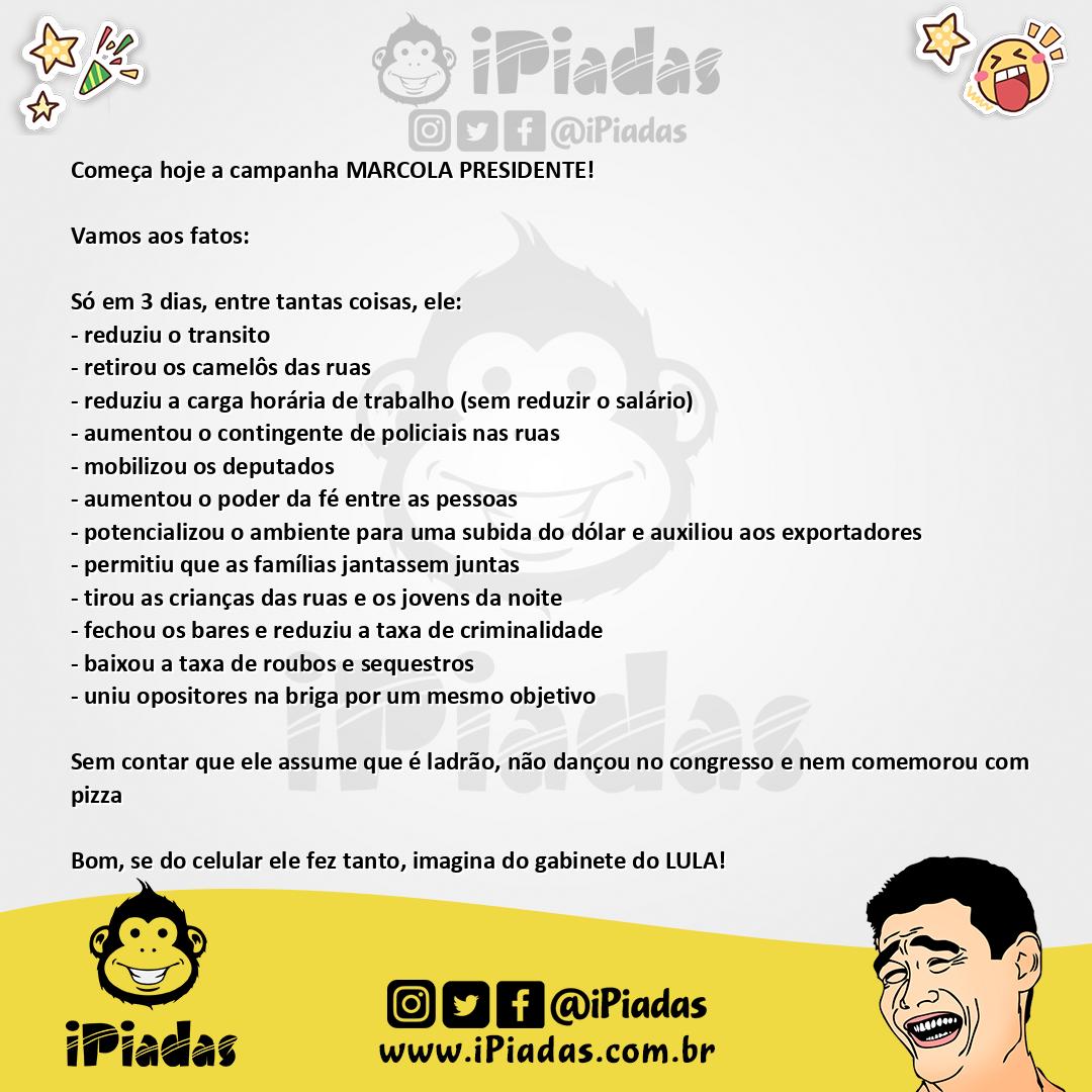 Ilustração da piada Marcola presidente no iPiadas