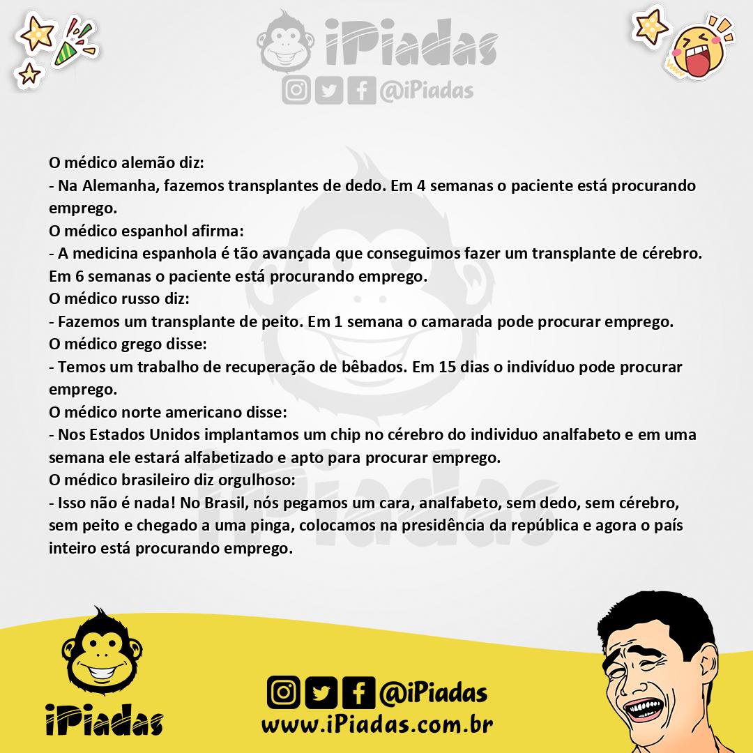Ilustração da piada Medicina nos Países no iPiadas