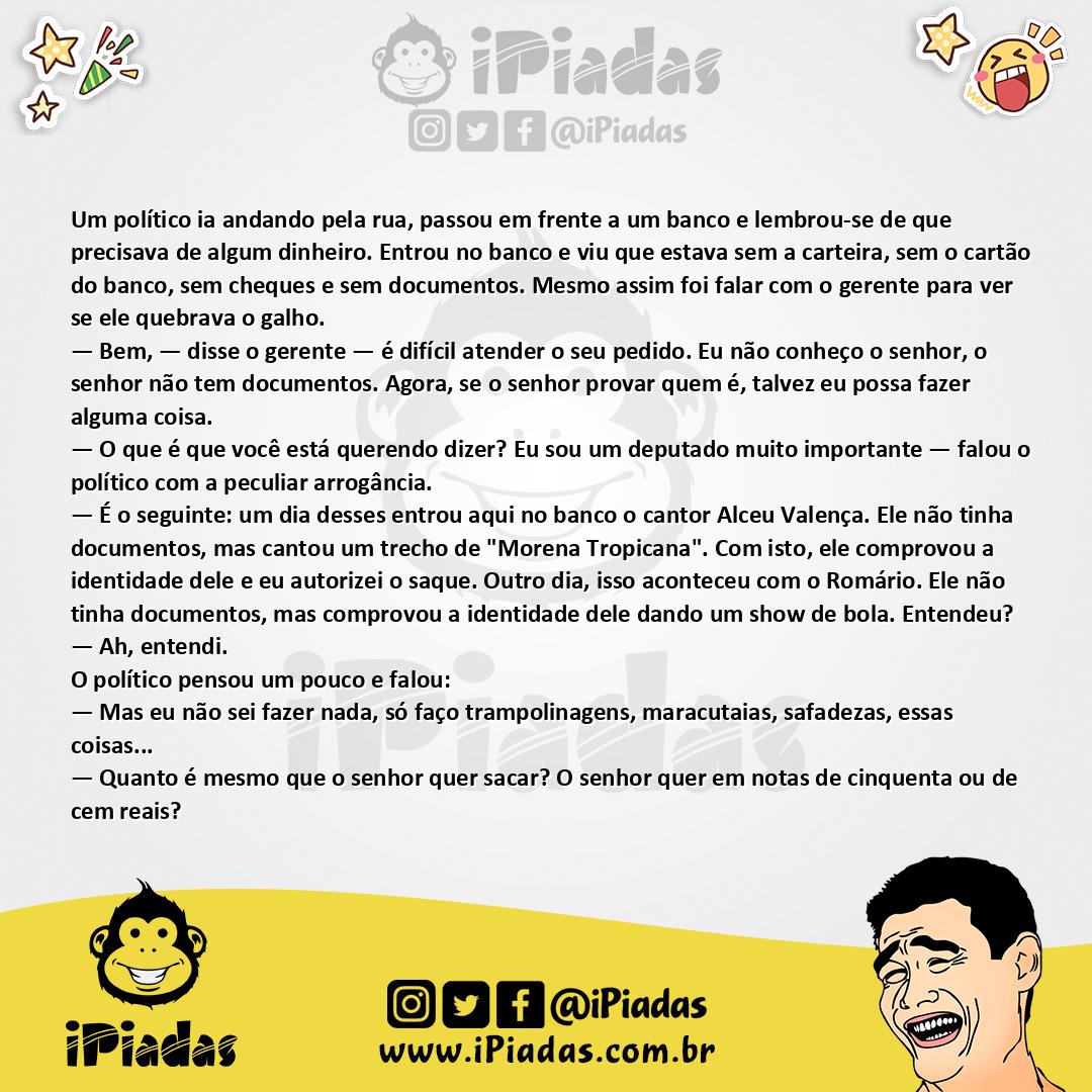 Ilustração da piada Político sem Documentos no iPiadas