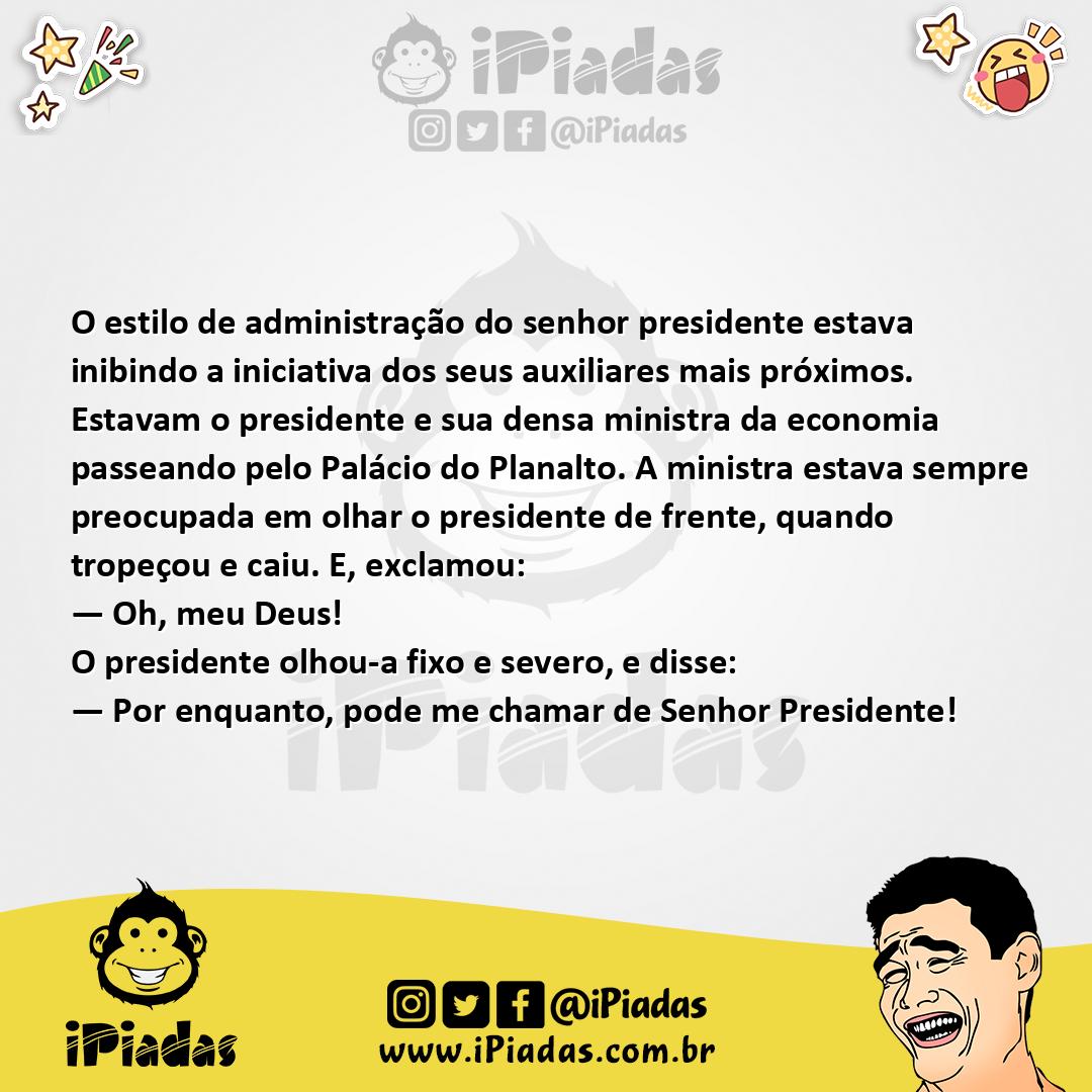 Ilustração da piada Presidente Poderoso no iPiadas