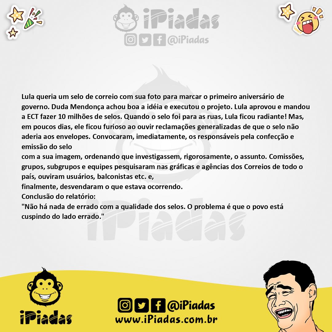Ilustração da piada Selo postal do Lula no iPiadas