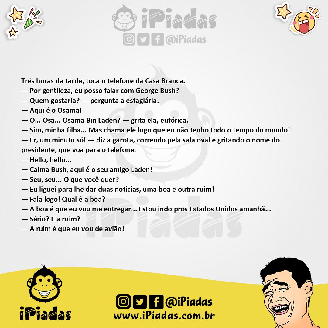 Ilustração da piada Telefonema do Osama no iPiadas