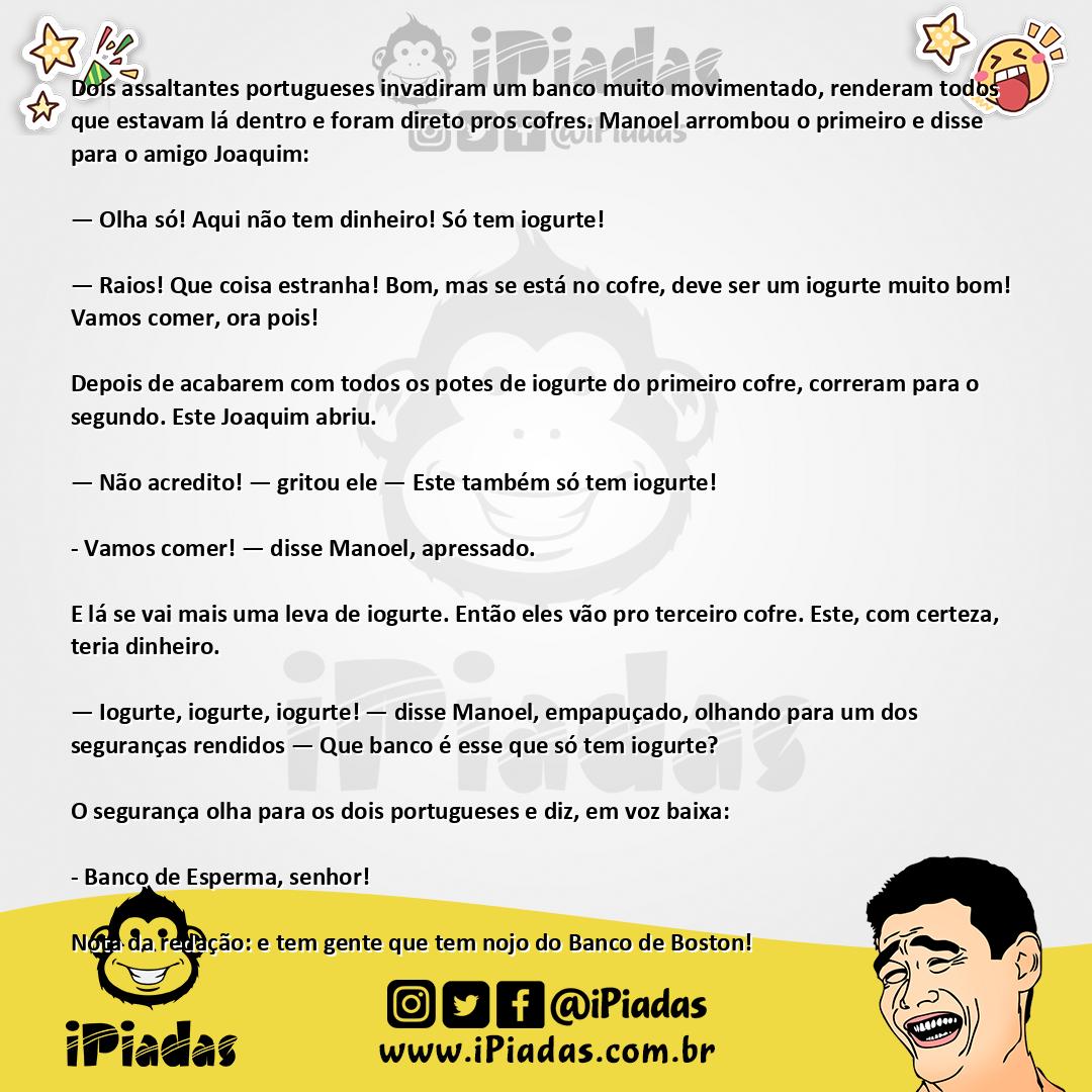Ilustração da piada Assalto português no iPiadas