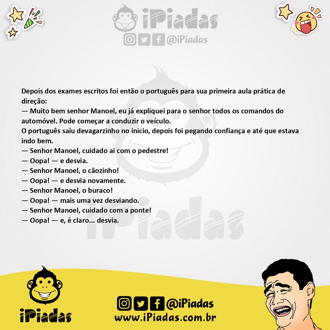 Ilustração da piada Aula de Direção no iPiadas