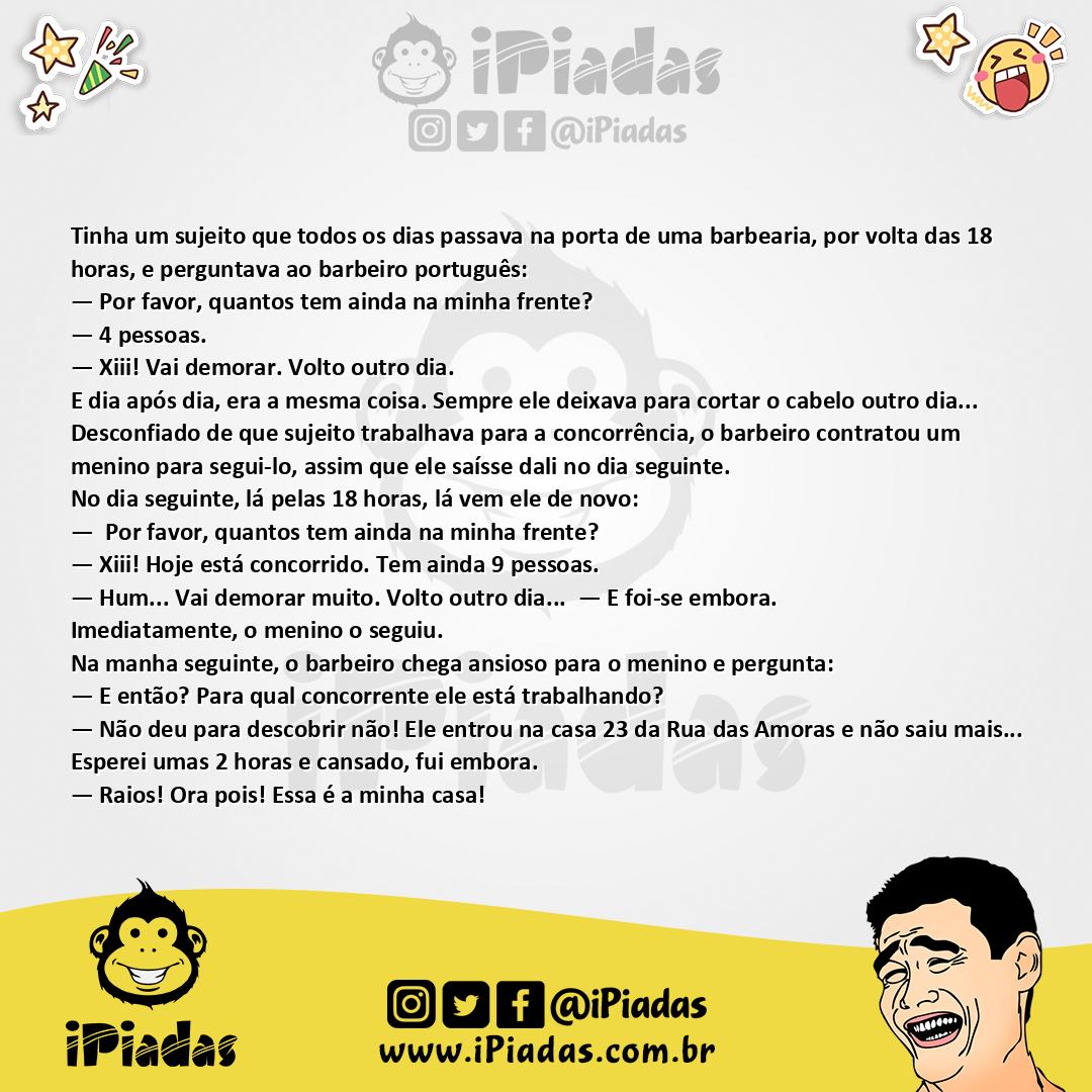 Ilustração da piada Barbearia Cheia no iPiadas