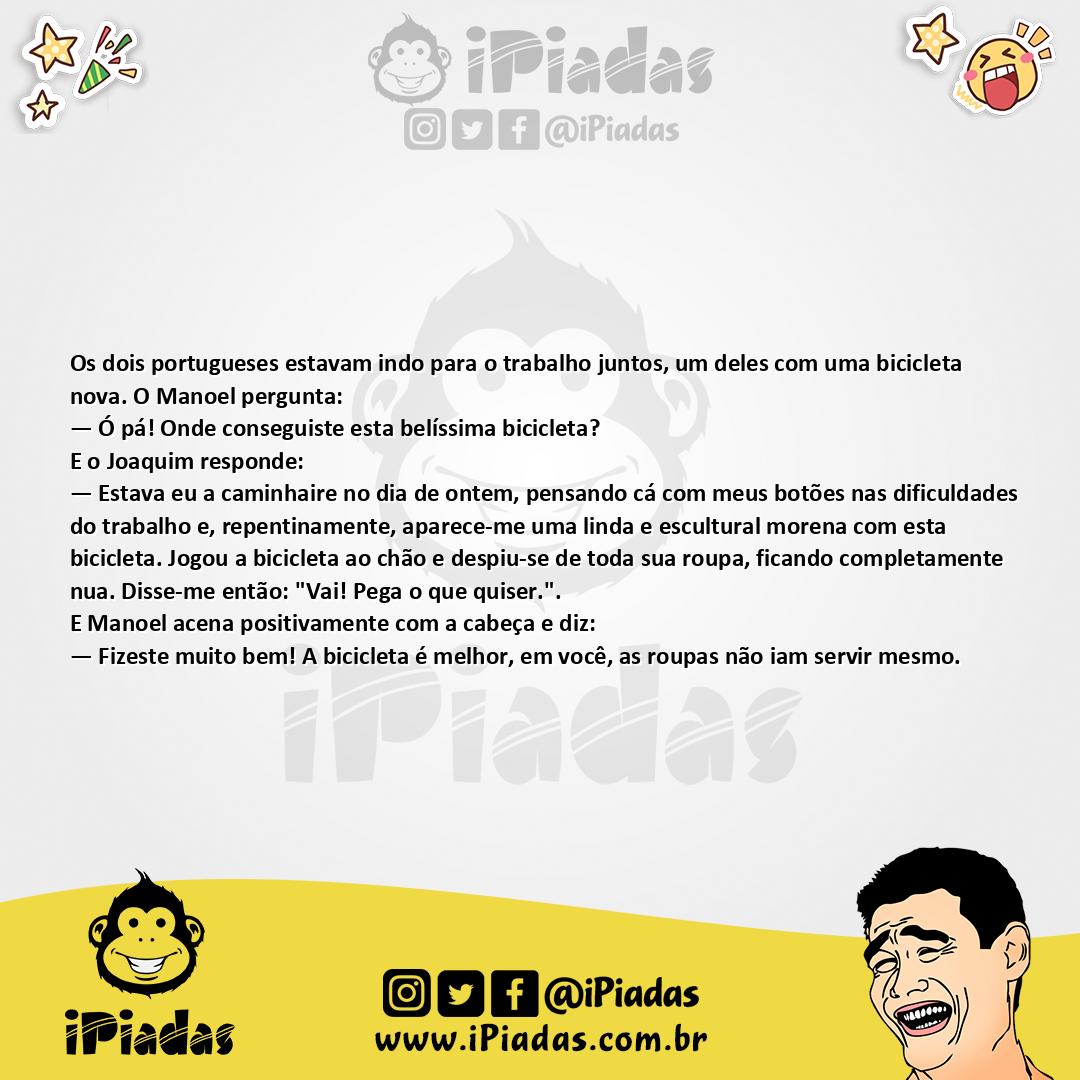 Ilustração da piada Bicicleta do Português no iPiadas