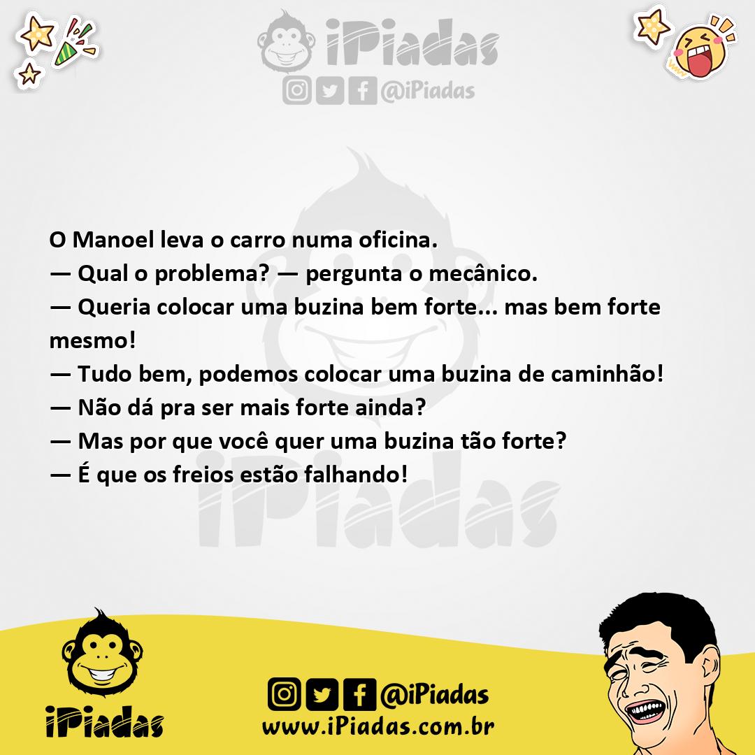 Ilustração da piada Buzina Bem Forte no iPiadas