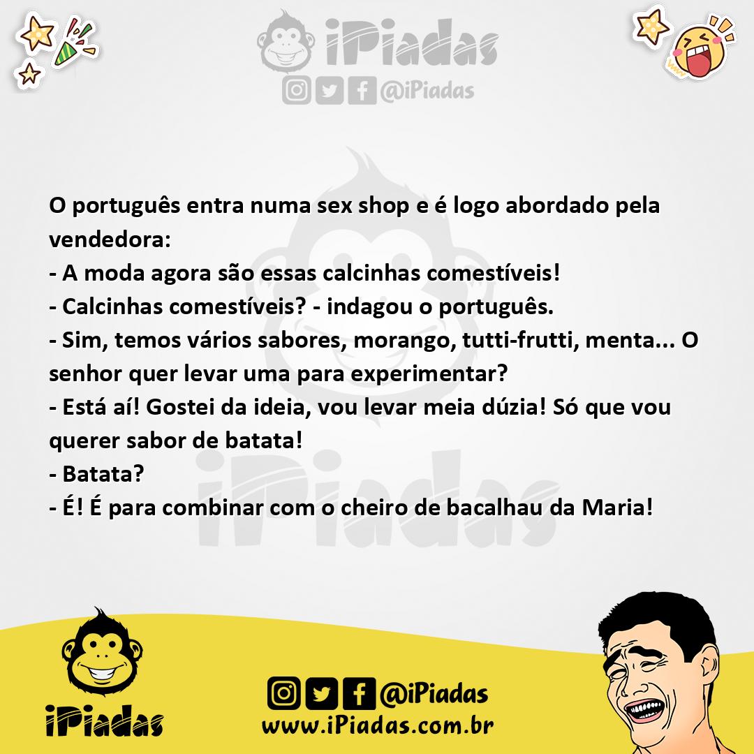 Ilustração da piada Calcinha Comestível Para o Português no iPiadas