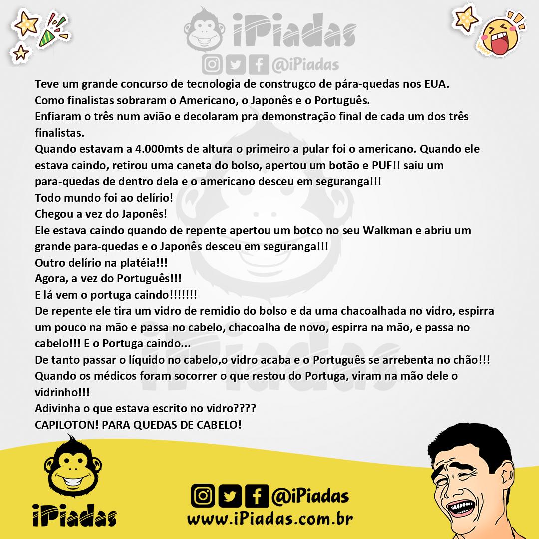 Ilustração da piada Competição de Pára-Quedas no iPiadas