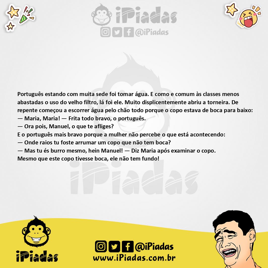 Ilustração da piada Copo sem Boca no iPiadas