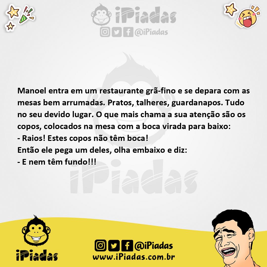Ilustração da piada Copos esquisitos no iPiadas