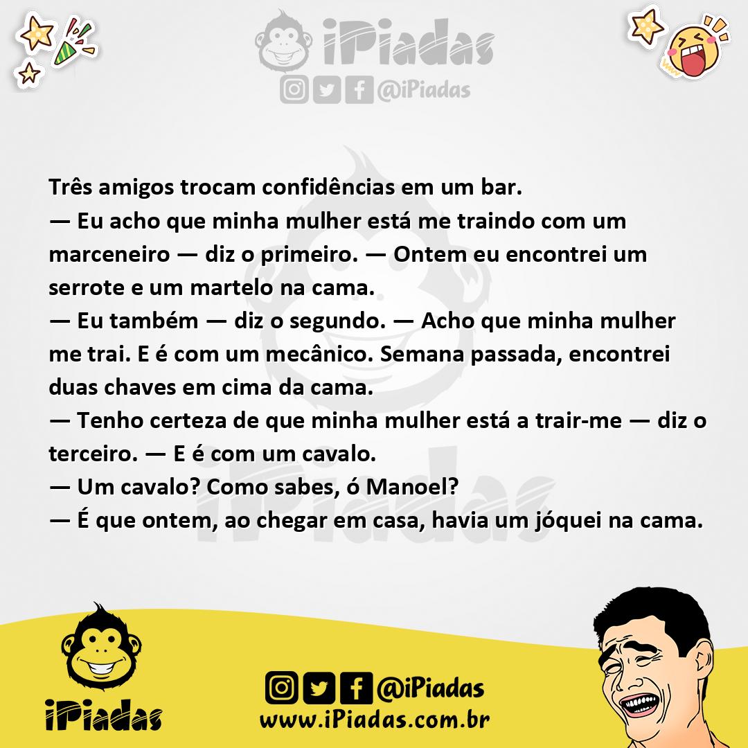 Ilustração da piada Desconfiando das Esposas no iPiadas