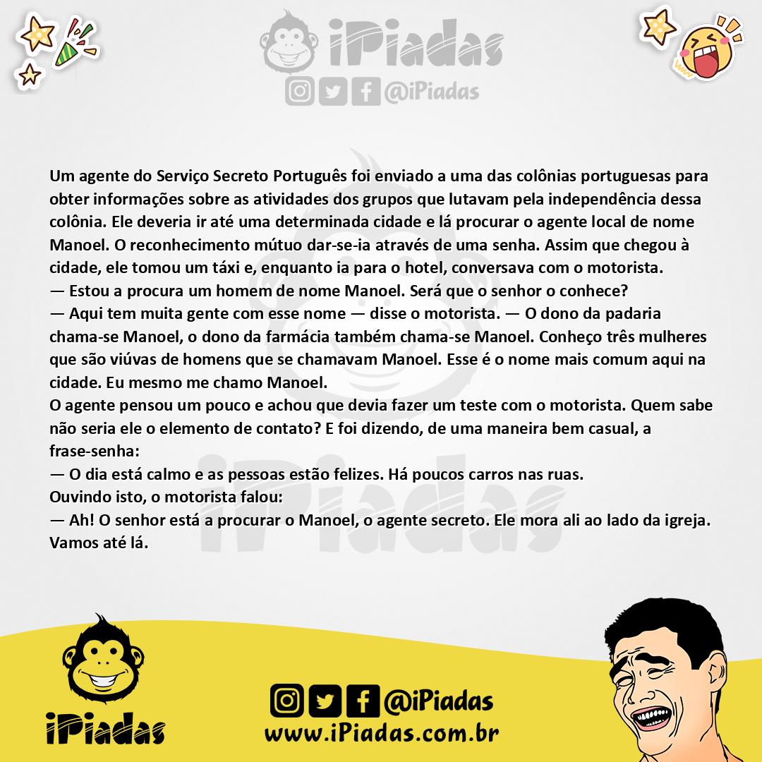 Ilustração da piada Frase Secreta do Agente no iPiadas