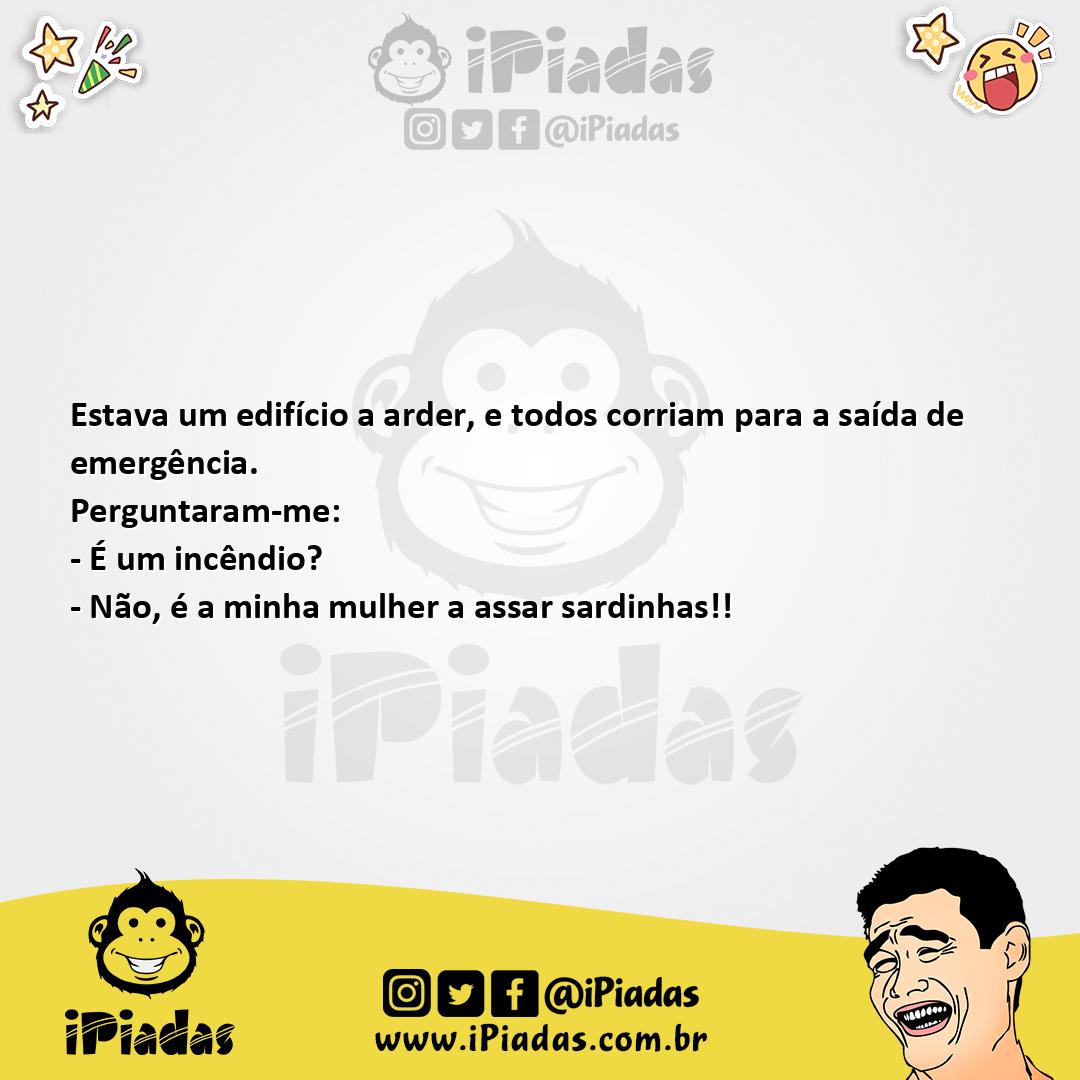 Ilustração da piada Incêndio no iPiadas