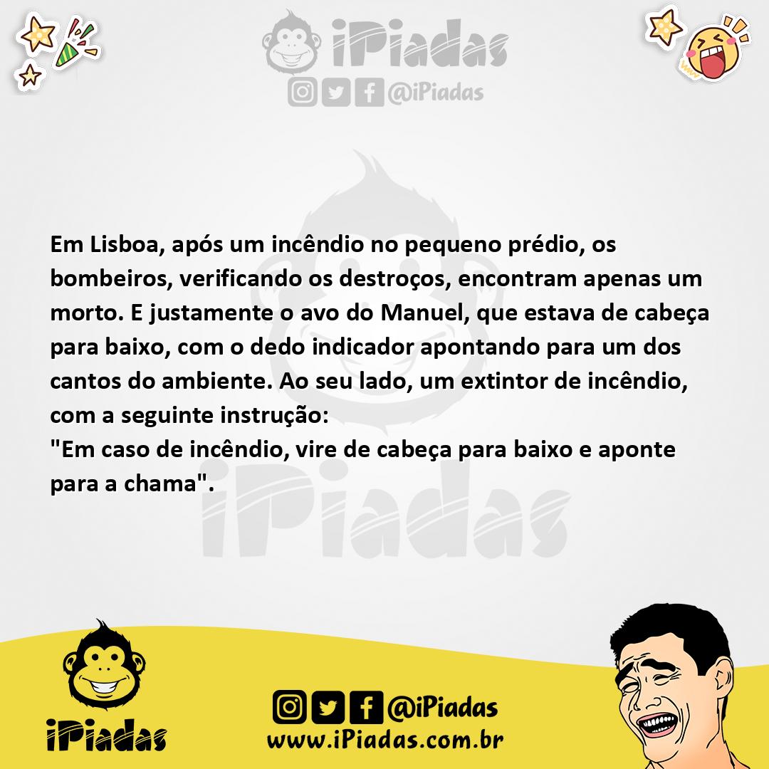 Ilustração da piada Instruções no Extintor de Incêndio no iPiadas