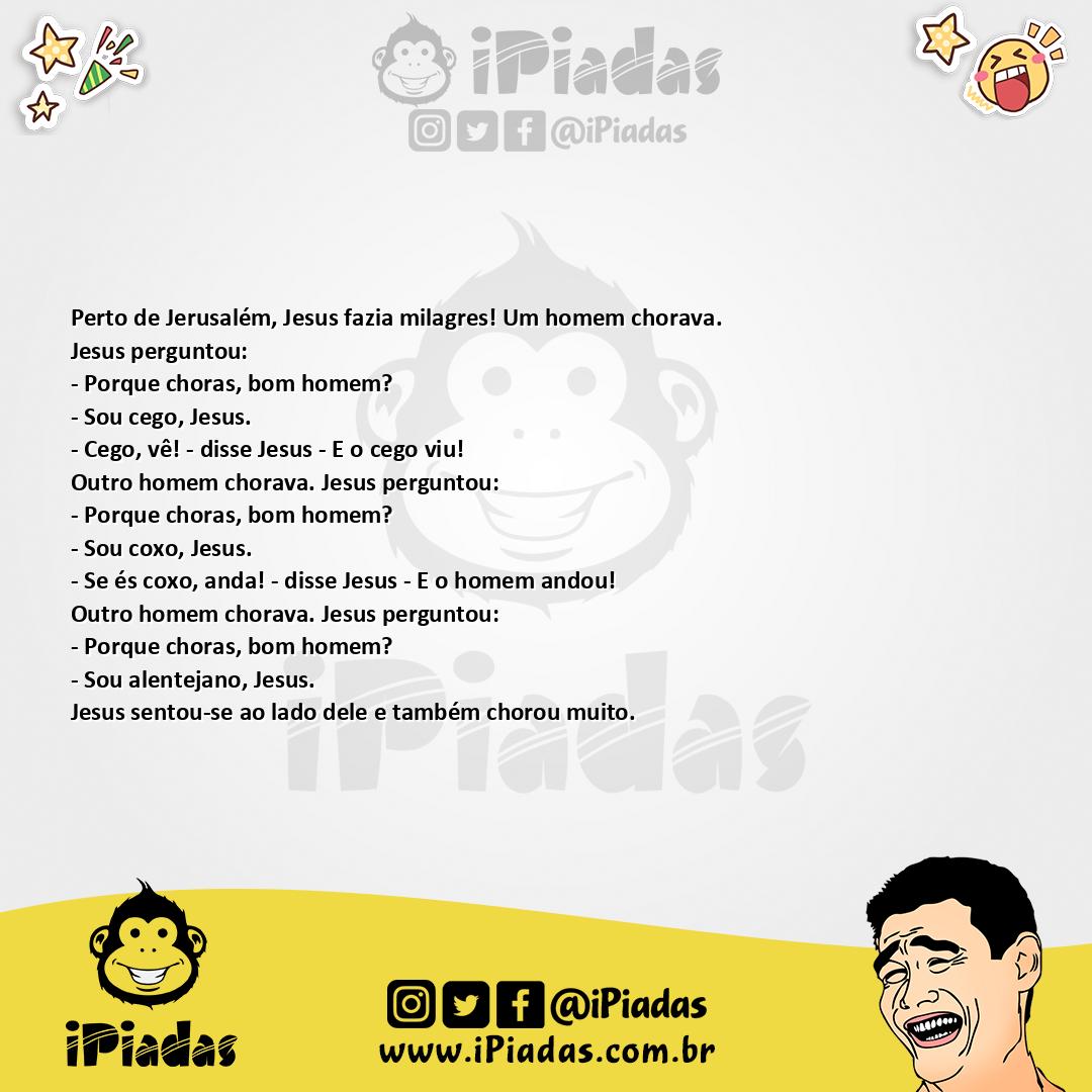 Ilustração da piada Jesus cura, menos... no iPiadas