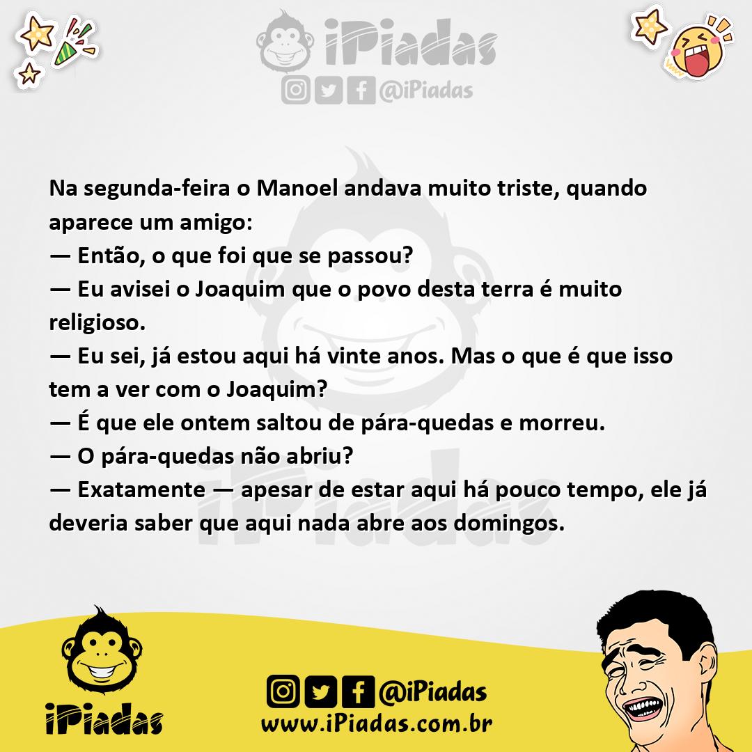 Ilustração da piada Morte de Paraquedas no iPiadas