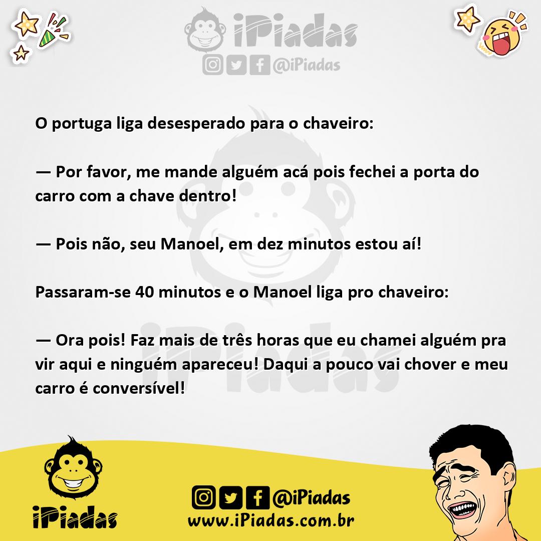 Ilustração da piada O portuga e o chaveiro no iPiadas