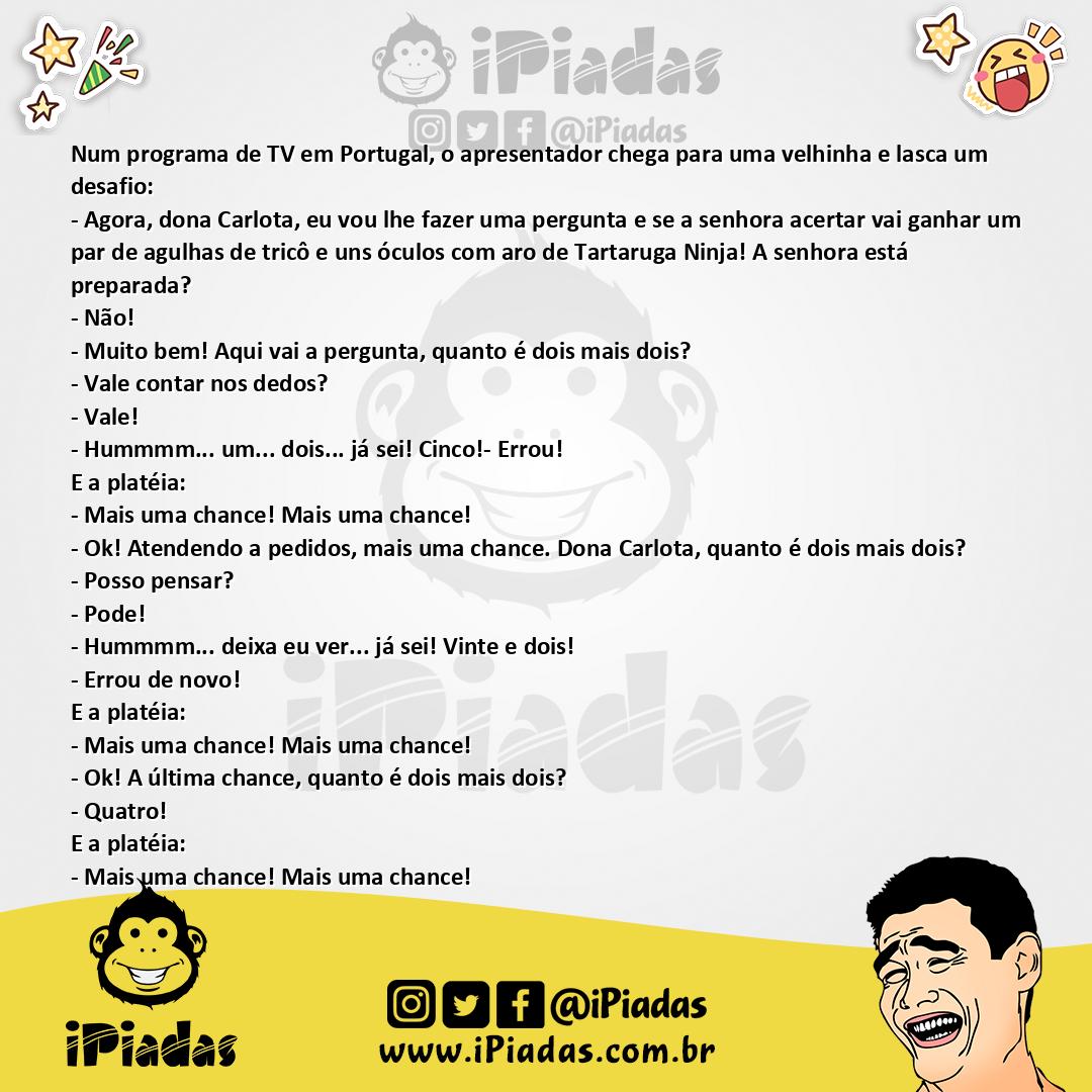 Ilustração da piada O Teste da Velhinha na TV no iPiadas