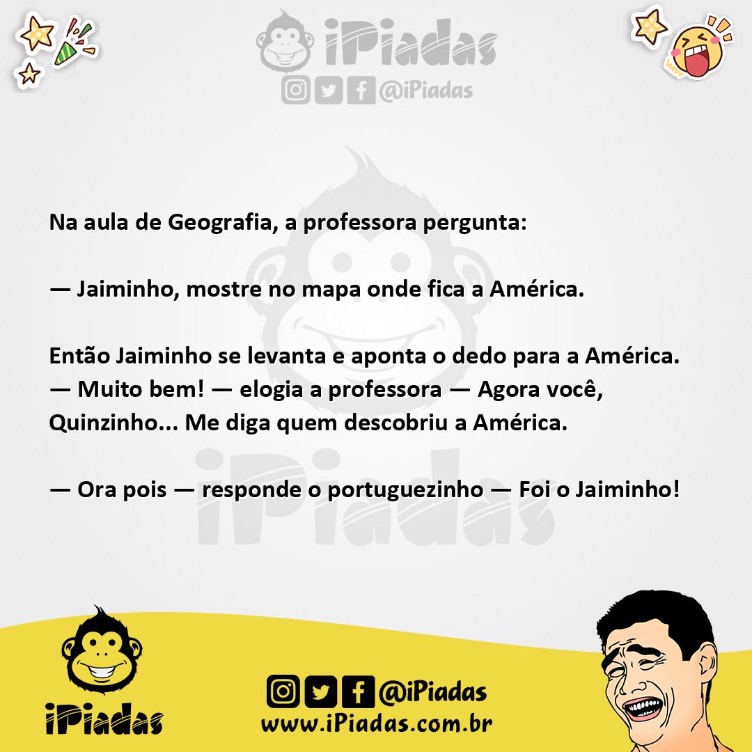 Ilustração da piada Onde fica a América? no iPiadas