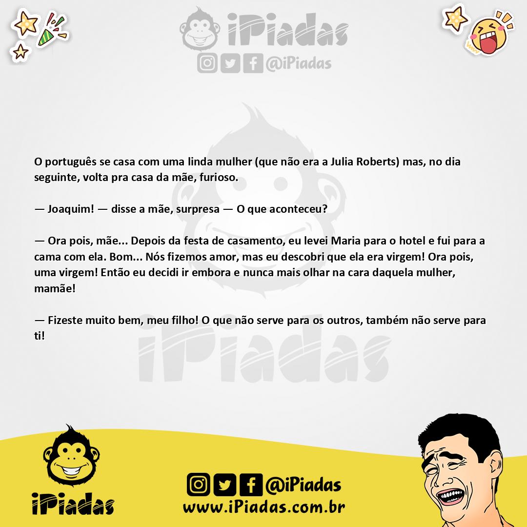 Ilustração da piada Portuga e a virgem no iPiadas