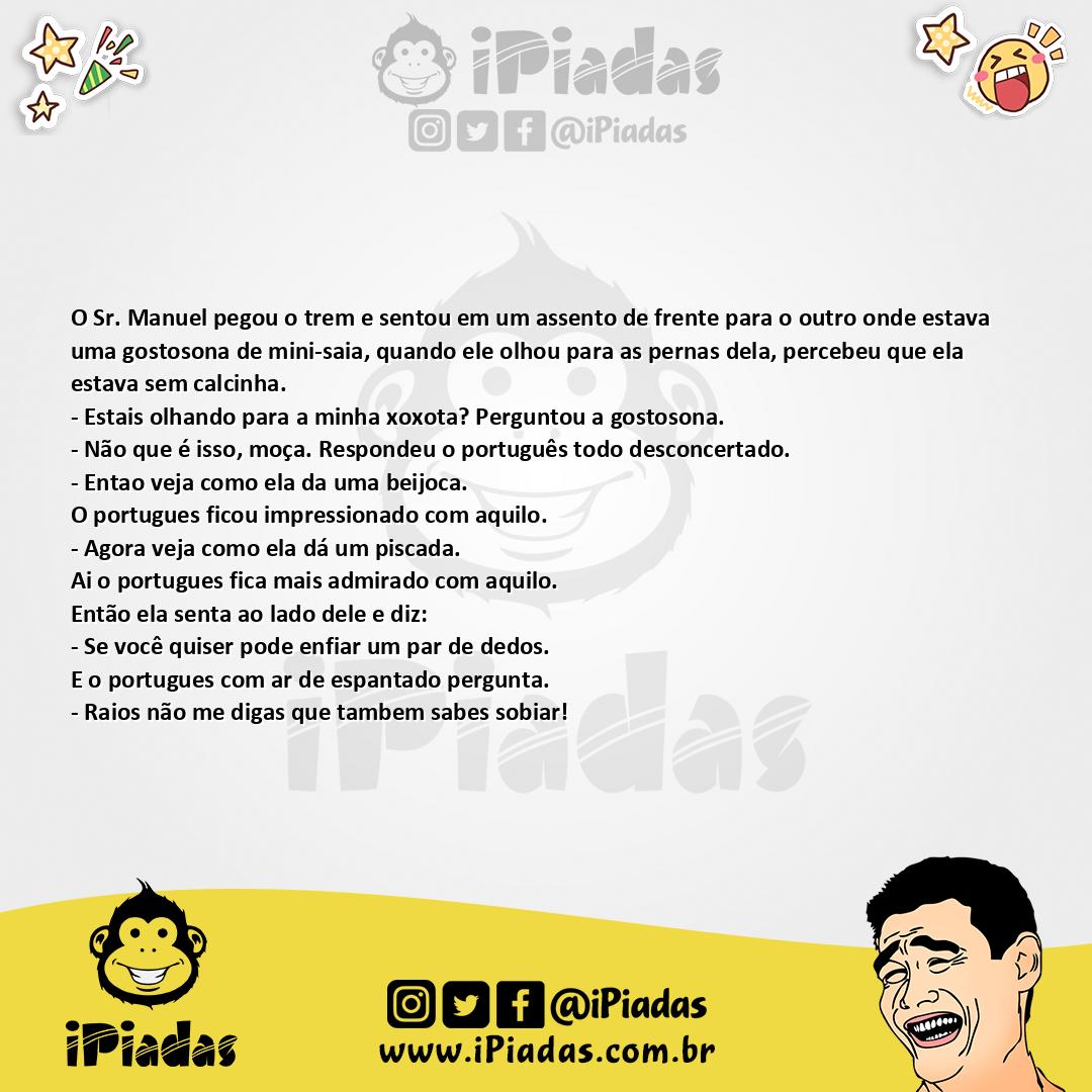 Ilustração da piada Português no trem no iPiadas