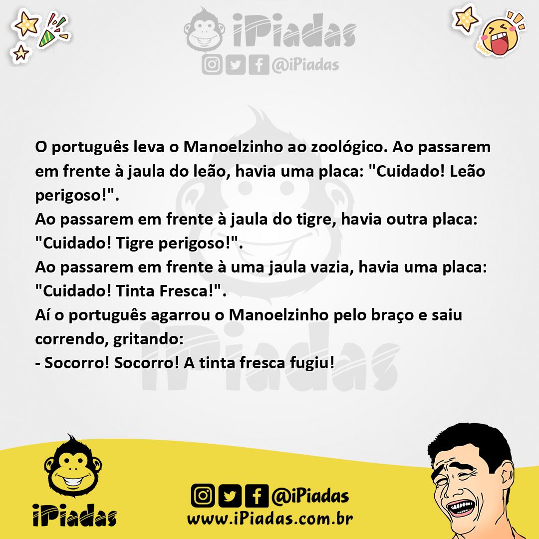 Ilustração da piada Português no Zoológico no iPiadas