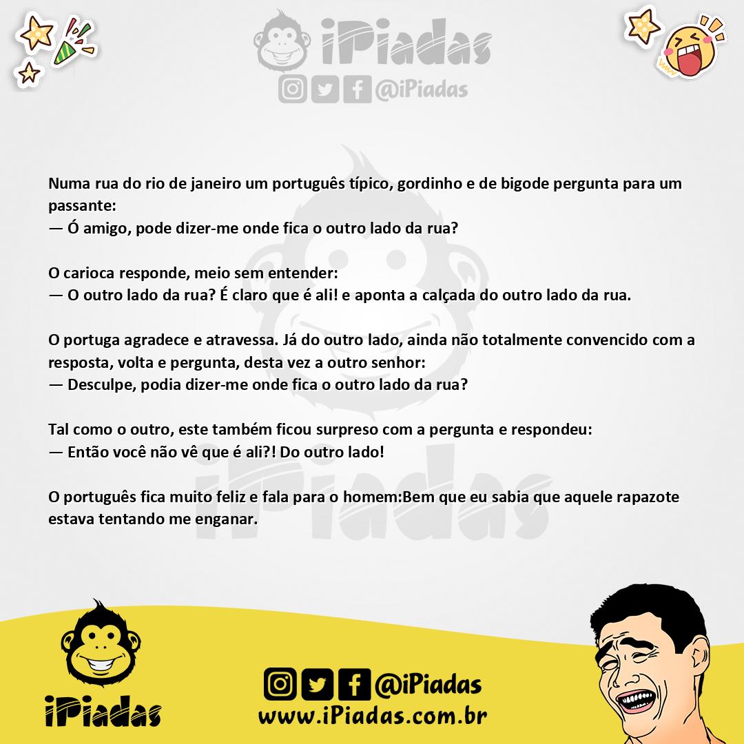 Ilustração da piada Português perdido no iPiadas