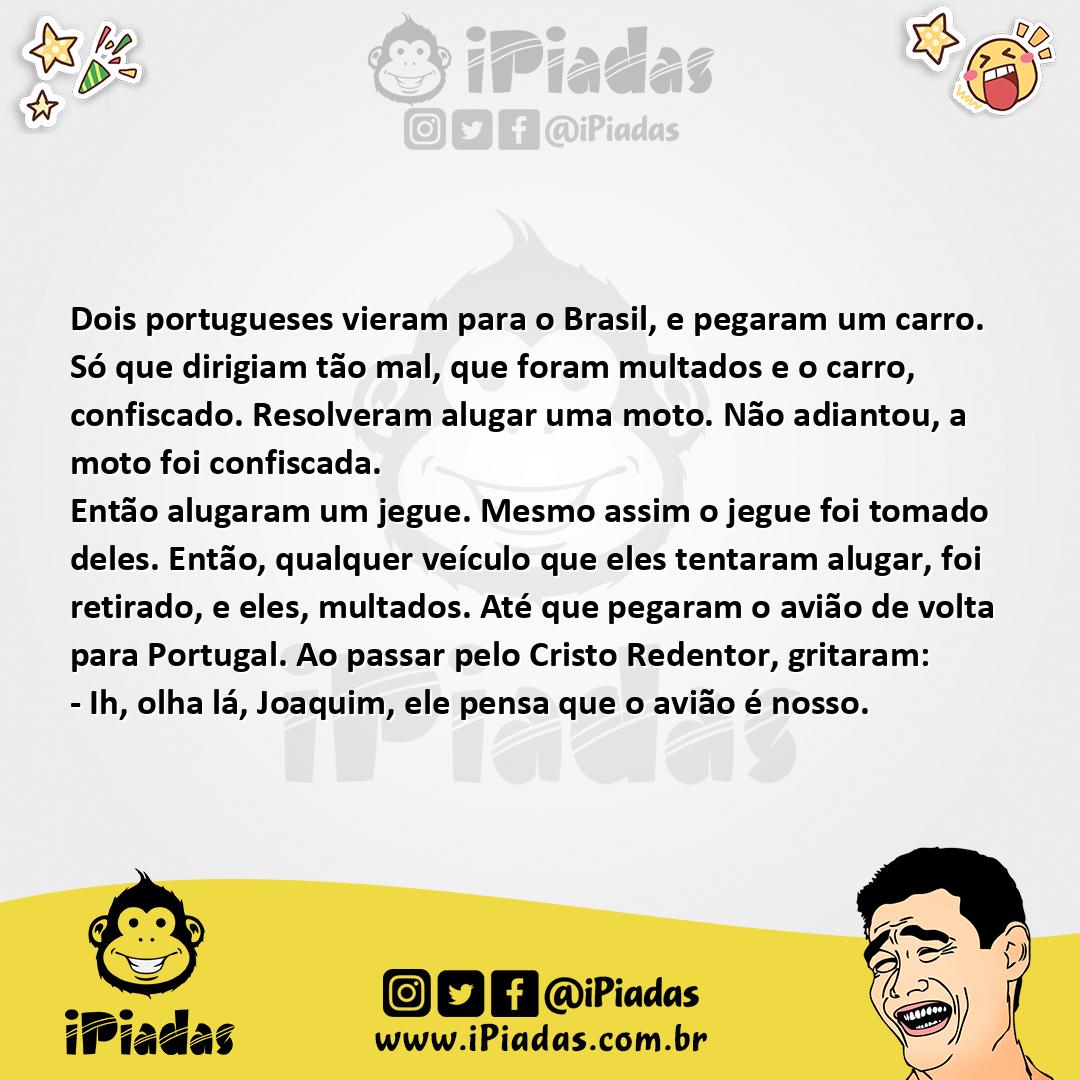Ilustração da piada Portugueses No Brasil no iPiadas